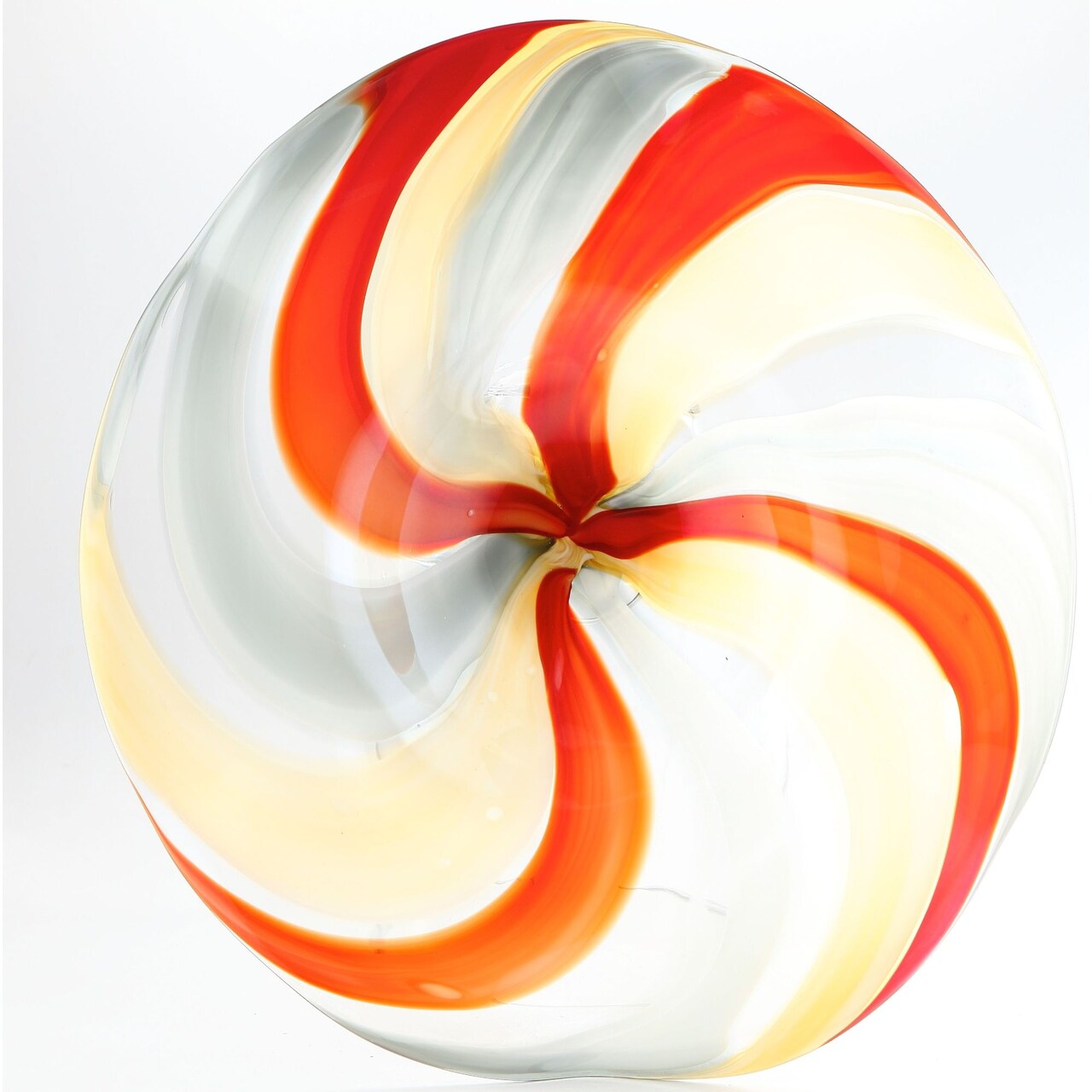 CC Home Furnishings 25.5" Red and White Peppermint Candy Style Glass Plate